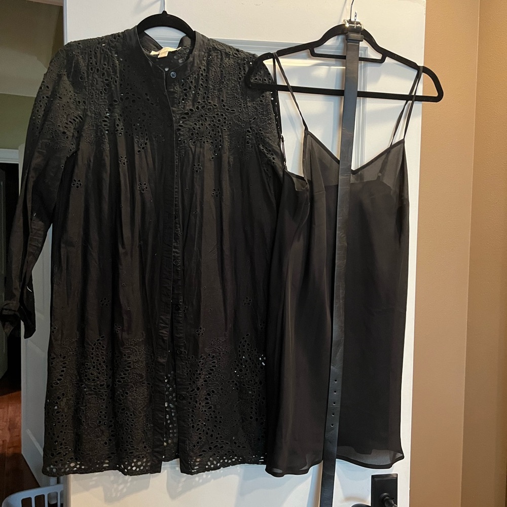 Michael Kors Black Eyelet shirt dress with slip included. Medium